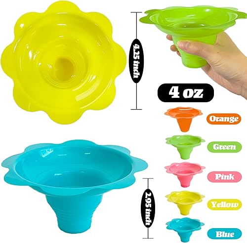 Miniatura 2 de 100 tazas de cono de nieve, copas de hielo afeitado en forma de flor, cuencos de plástico de cono de nieve de 4 onzas para fiestas de niños, verano,