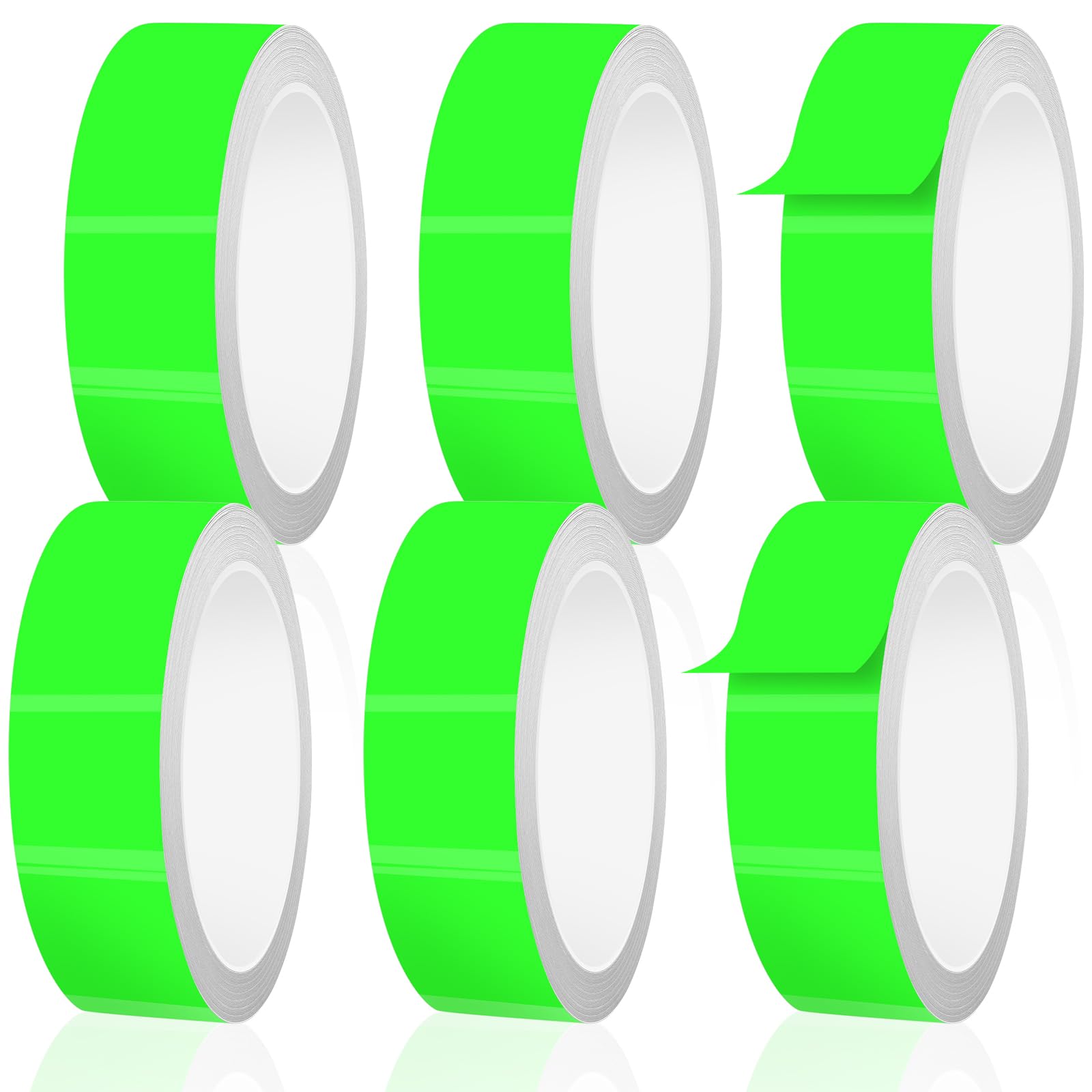 Lutalu 6 Pack Glow in The Dark Tape 33 Ft x 1 inch, Long-Lasting Bright Fluorescent Glow Tape for Christmas Dector, Night Decorations, Safety and Home
