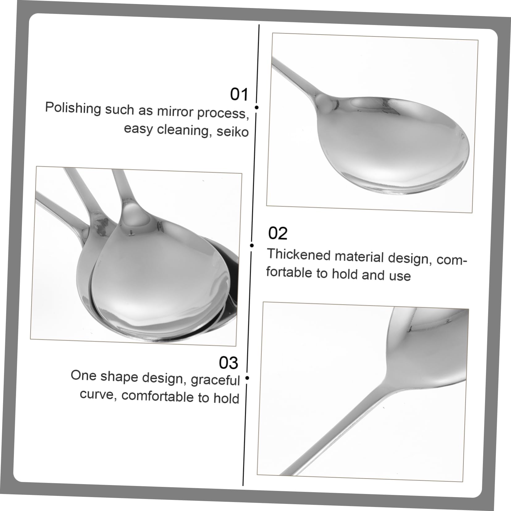 Cabilock 3Pcs Stainless Steel Buffet Serving Spoons Long Handle Cutlery for Restaurants and Events Smooth Polished Finish Kitchen Scoops for Food Service