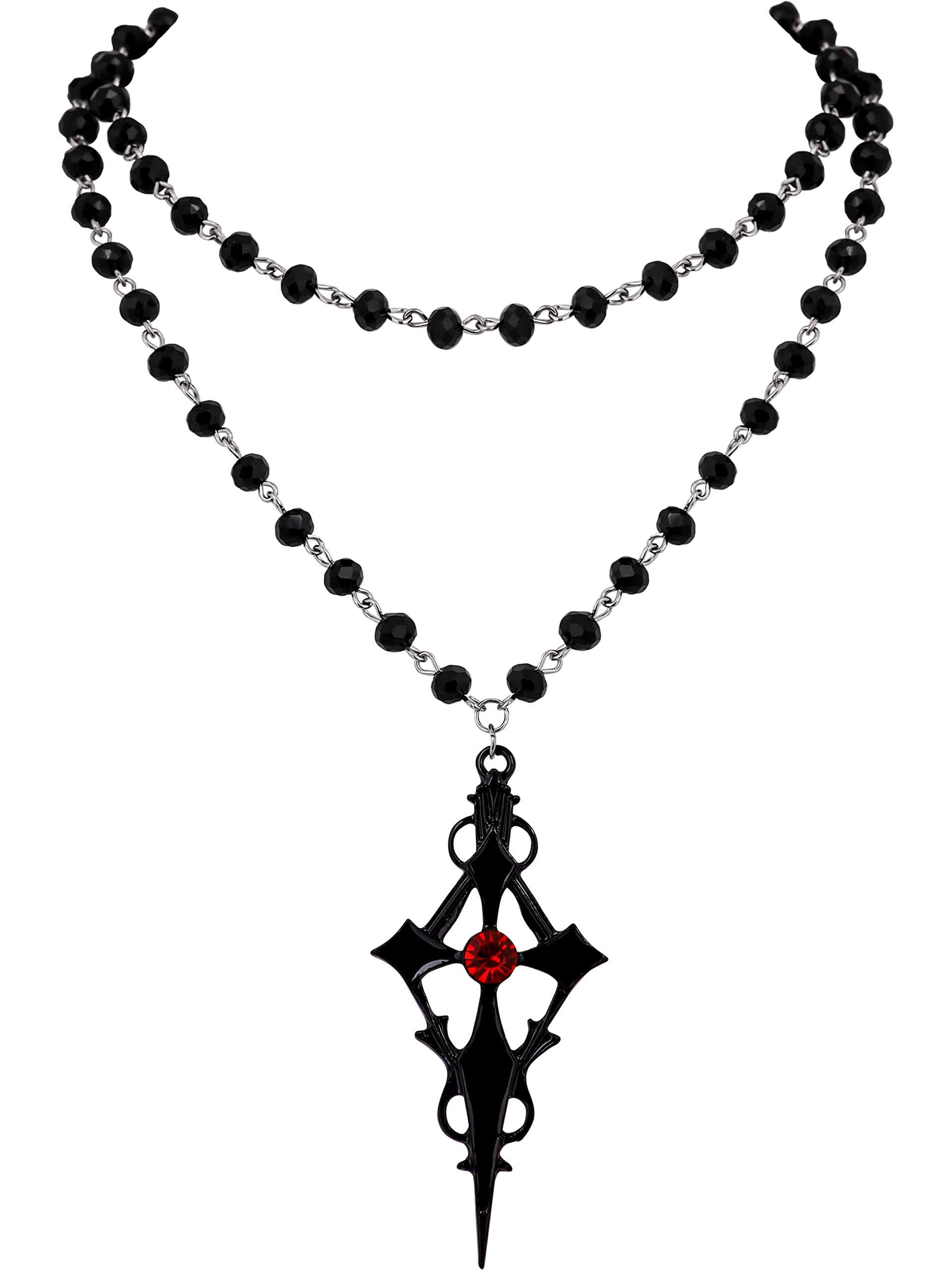 Sacinagothic Black Cross Necklace Layered Cross Necklace Halloween