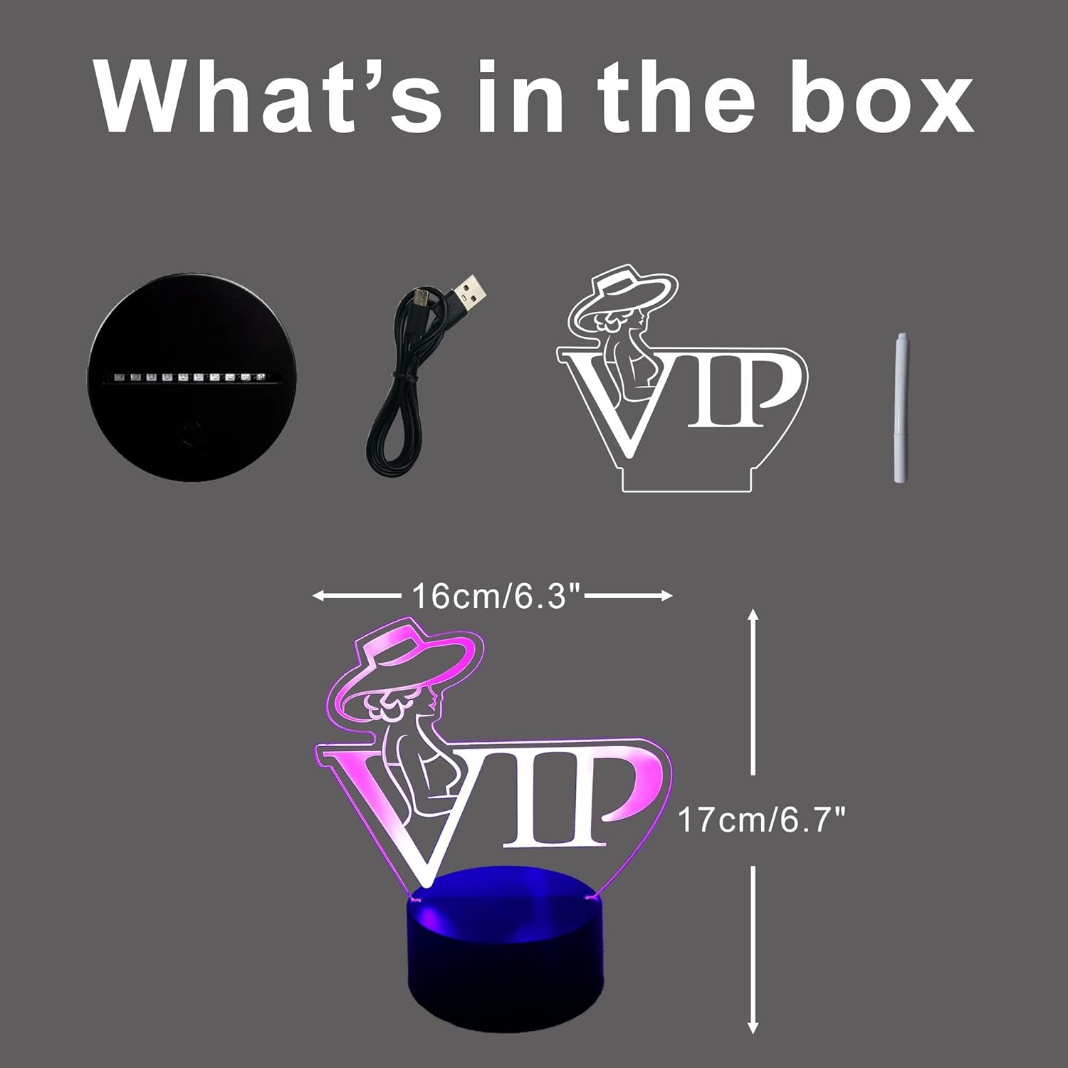 LED Lights Table Sign with Writing Pen - Battery Powered Party Supplies, Color Changing Wedding Decorations Table Lights for Restaurant Bar Event (BLACK, Ladies)