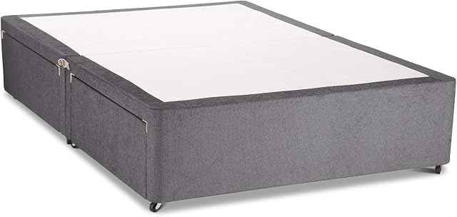 0000 Double Chenille Divan Bed Base With 2 Storage Drawers (Same Right Side) | 4FT6 Double Charcoal Chenille Base (W= 135 x L= 190 CM)