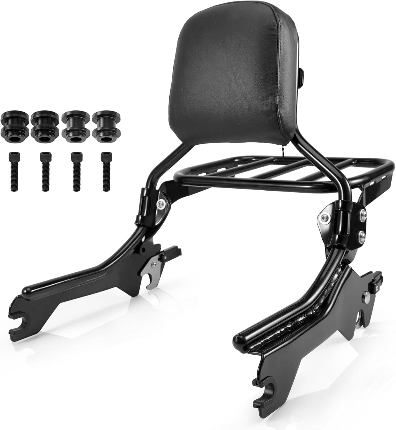 HoldFast Sissy Bar Upright for FLFB, FLFBS FXBR, FXBRS, Detachable Passenger Backrest w/Sport Luggage Rack w/Docking Hardware Fits Harley Softail Fat Boy Breakout 2018-2025 Gloss Black-Fits FLFB FXBR