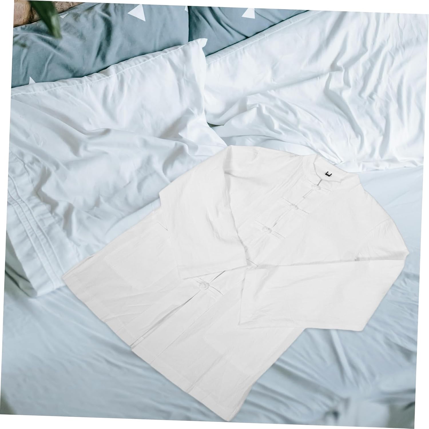 Men's Chinese Style Long Sleeve Linen Cotton Shirt Vintage Hanfu Comfortable for Spring Autumn Winter Traditionalkung Fu Outfit White