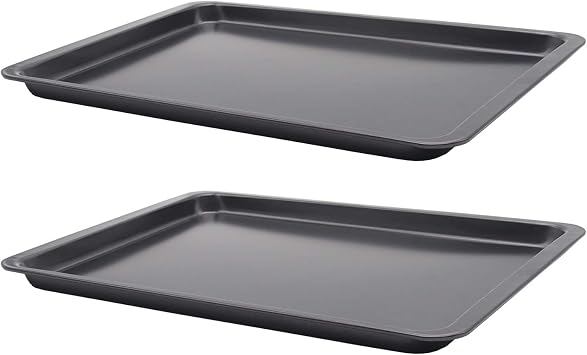 2PCS Cookie Sheet 10x14.5 Inch Inner 9x13 Baking Sheet Nonstick Heavy Carbon Steel Baking Pans Bakeware