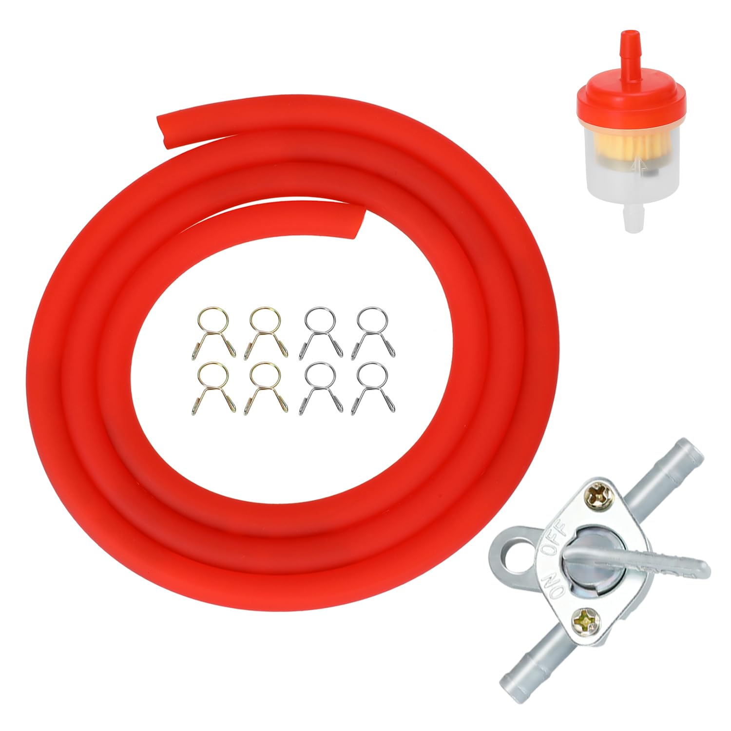 HIAORS 3/16" Fuel Line Kit with Filter and 1/4" Shut Off Valve for Dirt Bikes & ATVs