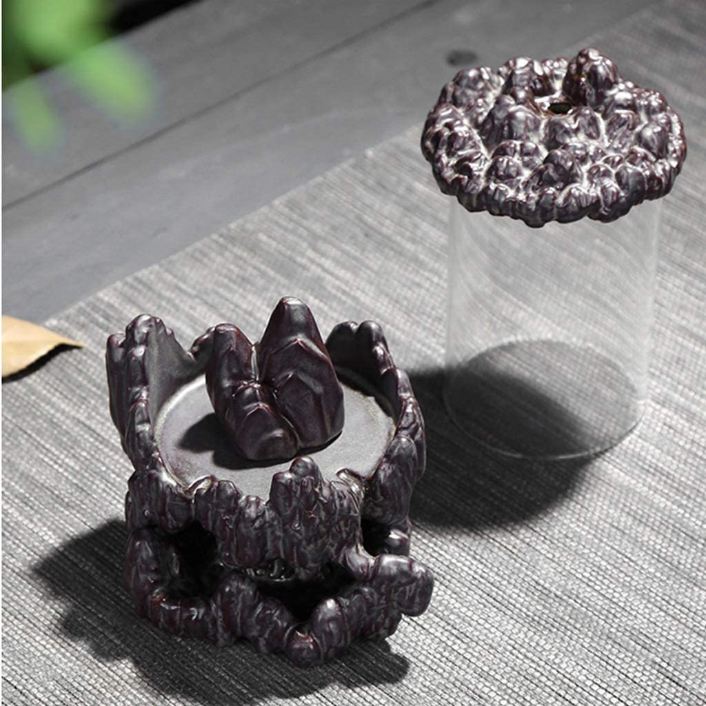 Fuentes de Incienso,Yoga Quemador De Incienso De Vidrio De Reflujo, Decoración Creativa para El Hogar, Ceremonia del Té, Horno De Aromaterapia De Cerámica, Regalo Zen