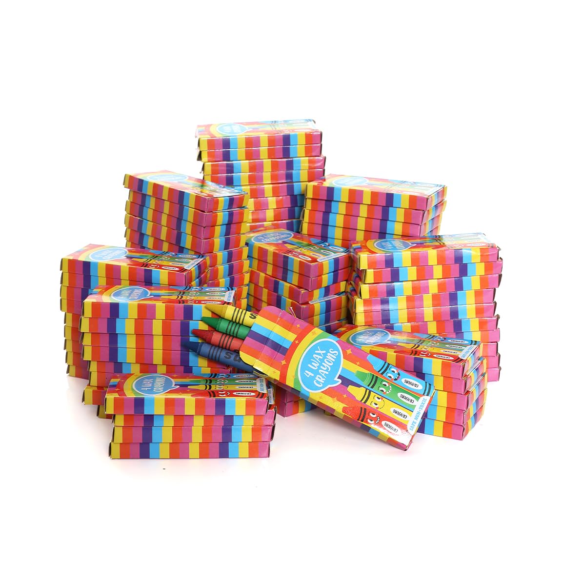 Sparkles Partyware Crayons - 168 Packs of 4 Crayons - Red, Blue, Green & Yellow Mixed Colours - Non-Toxic - Perfect for Arts & Crafts, Classroom Activities, Party Bags & Kids Events