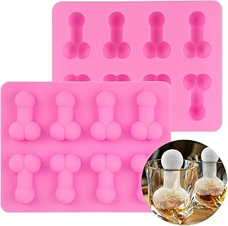 2PCS Silicone Ice Cube Trays, Interesting Funny Ice Cube Mold for Bachelorette Party Favor Supplies, Reusable Easy Release Ice Maker Machine for Chilling Cocktail Whiskey and Drinks in Bridal Shower