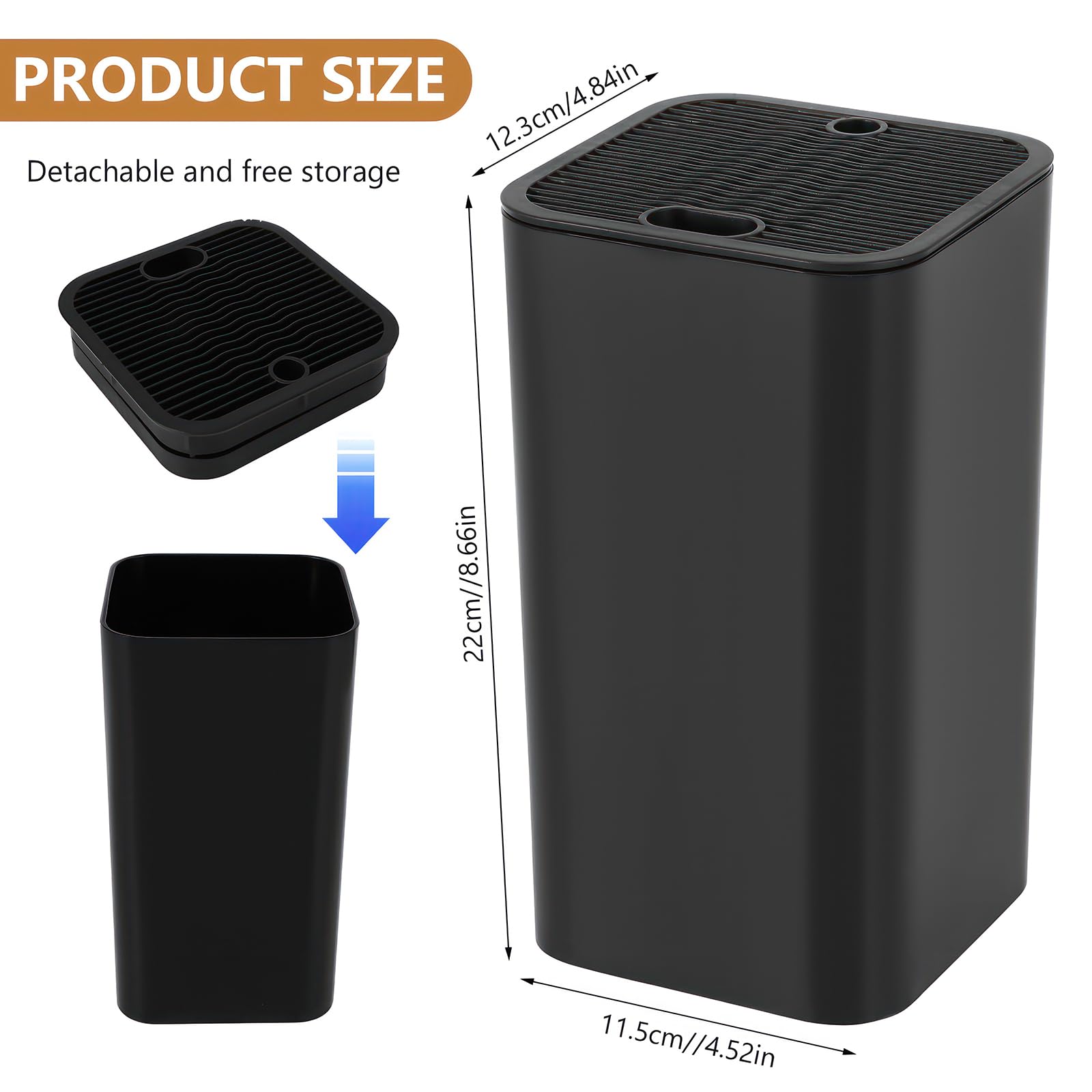 Weskjer Bloque de Cuchillos Negro, Soporte Universal Extraíble para Cuchillos, Plástico ABS, Rectangular, Cuenta Artesanal, Negro