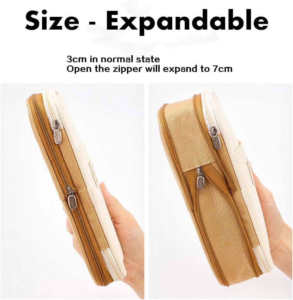 Image of Big Capacity Pencil Cases with Compartments Pencil Pouch Aesthetic for Kids Teen Students, Expendable Stationery Organizer Pen Bag for College School Office