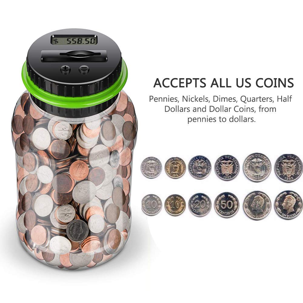 Amazon.co.jp: デジタルカウントコインバンク 貯金箱 LCDスクリーン付き貯金箱 デジタルコインバンク マネージャー 子供用 (グリーン)  : おもちゃ