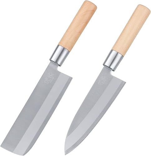 YOUYUE Juego de cuchillos de chef japoneses con 1 cuchillo Deba de 65 pulgadas y 1 cuchillo Nariki de 65 pulgadas cuchillo japonés para filetear