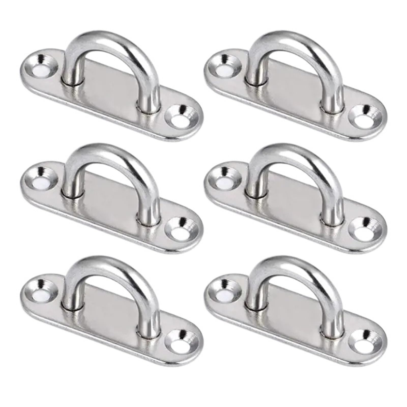 LTYKNGH Eye Plate 6Pcs 5mm Stainless Steel Eye Plate Oblong Pad Metal Staple Ring Hook Hardware Boating