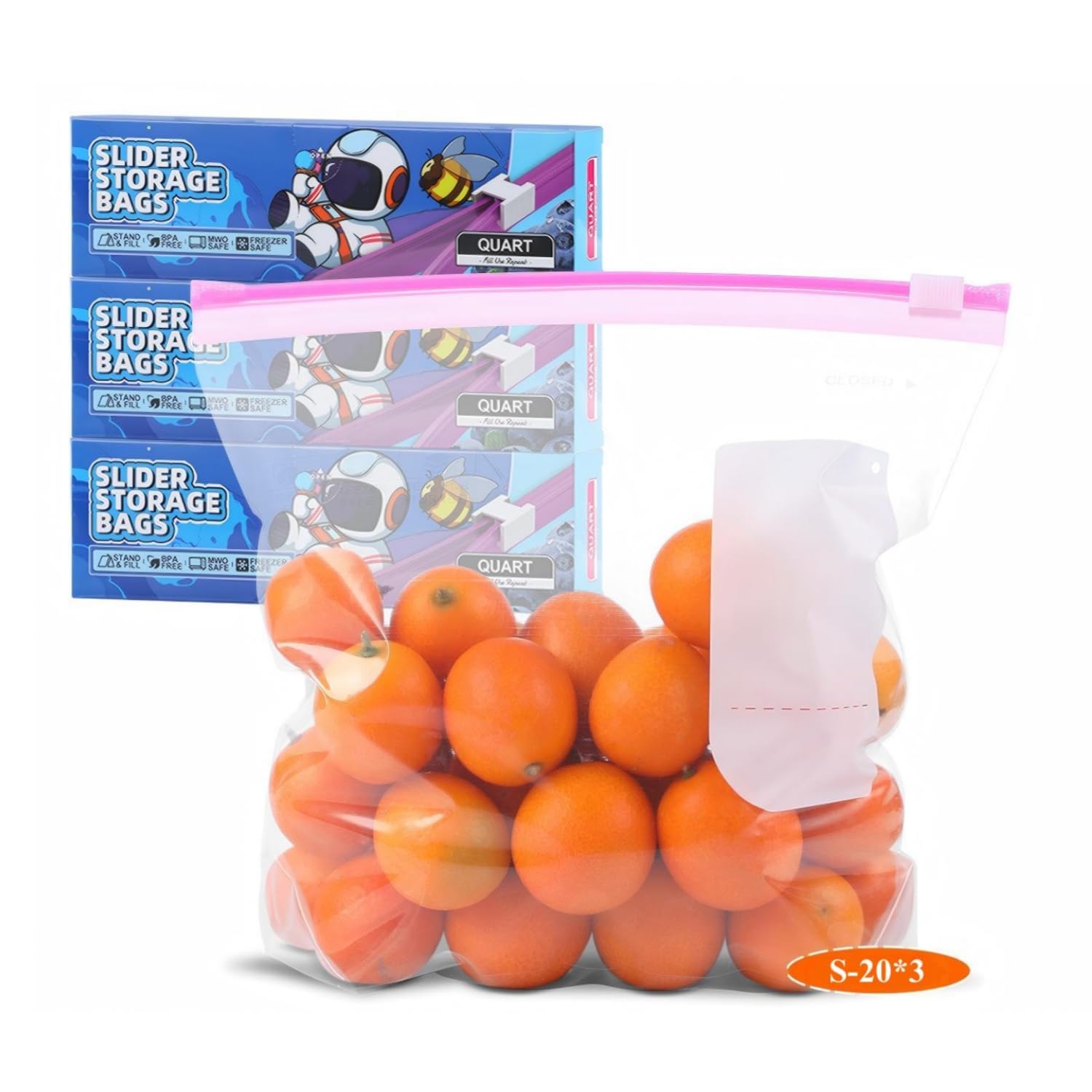 60PCS Zip Lock Food Storage Freezer Bags, TAIYUNWEI Reusable Small Freezer Bags with Expandable BottomβFreezer and Microwave Safe, for Sanwich, Fruit, Snack, Veggie, Grain, Meat (60 Pack-Quart)
