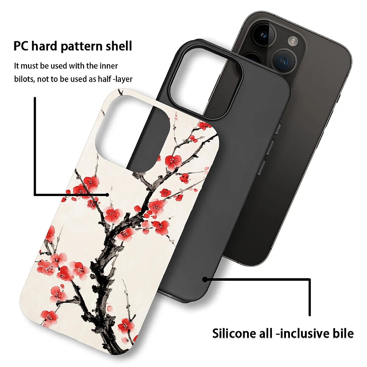 Amazon.co.jp: iPhone 15 Pro用ケース、アートレッド 桜 スマホケース