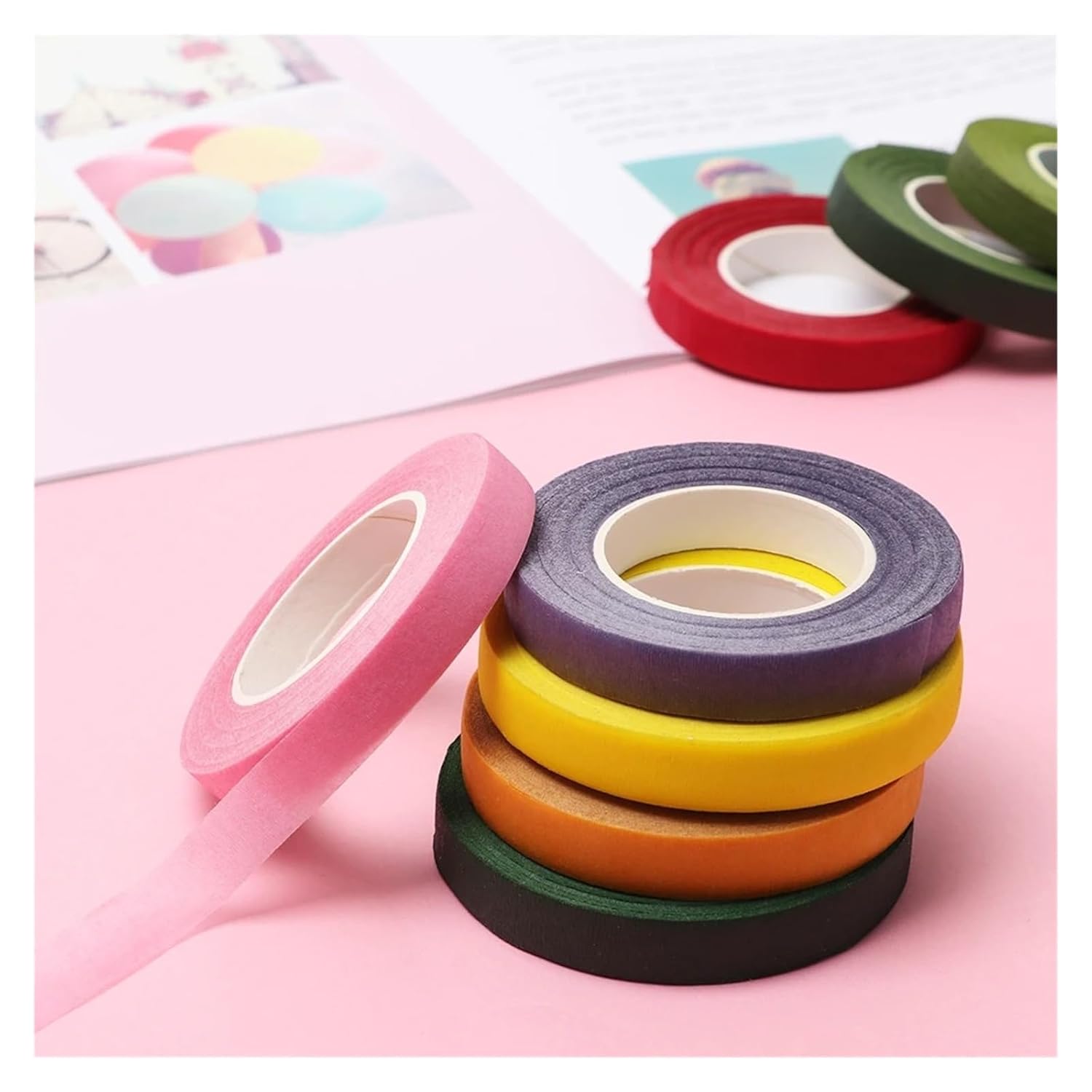 Pretty 1Roll Artificial Flower Floral Tape Stamen Wrapping Florist Green Tapes Self-Adhesive Bouquet Floral Stem Tape Craft Supplies Exquisite(Purple)