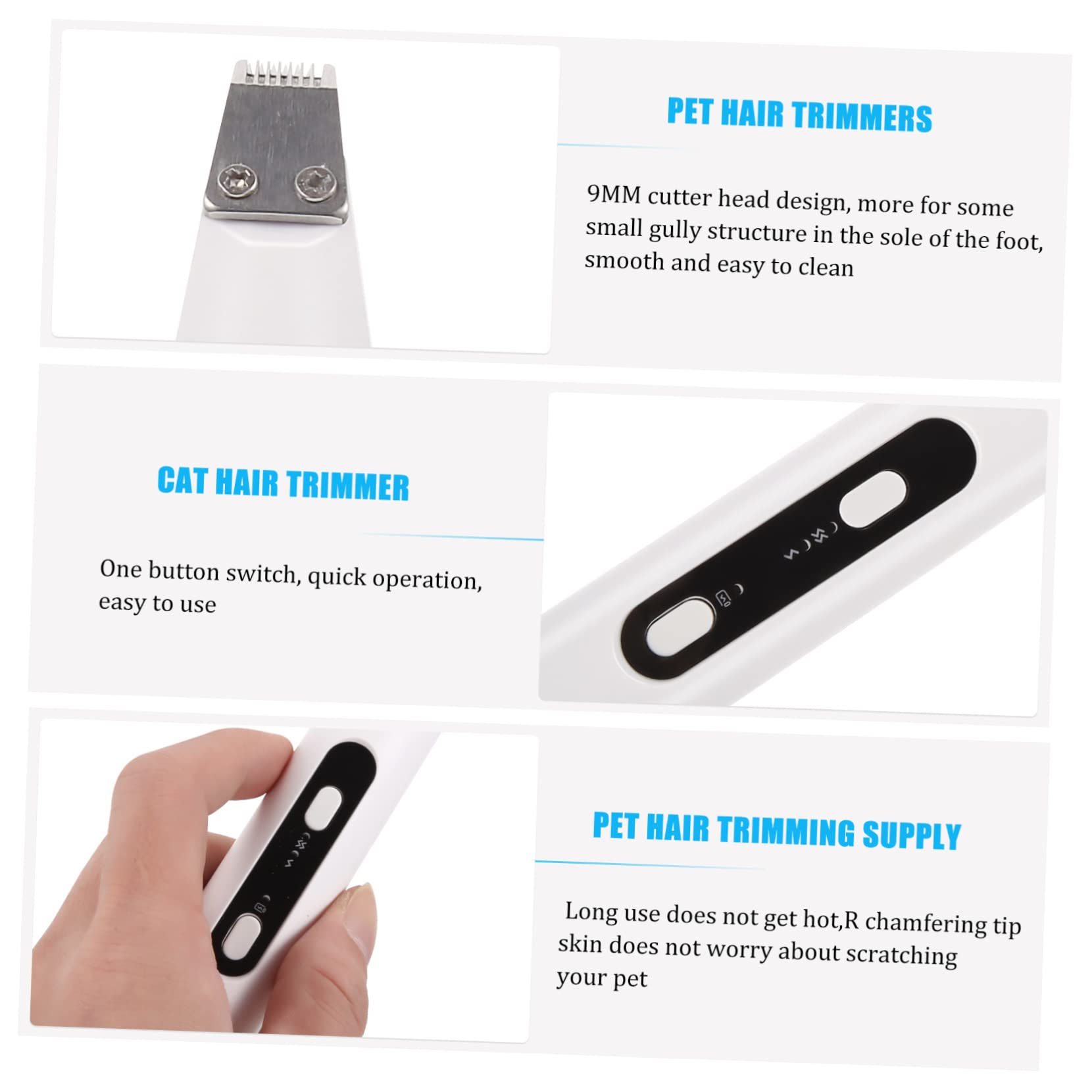 Recortadora Eléctrica Recargable para Pelo de Mascotas Cortapelos Seguro con Luz LED Diseño Cerámico para Uñas y Patas y Gatos
