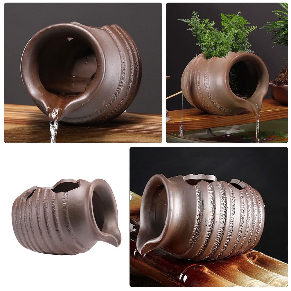 Supvox Fuente de jardín al aire libre gárgola para estanque fuente de agua bomba DIY maceta de cerámica decoración