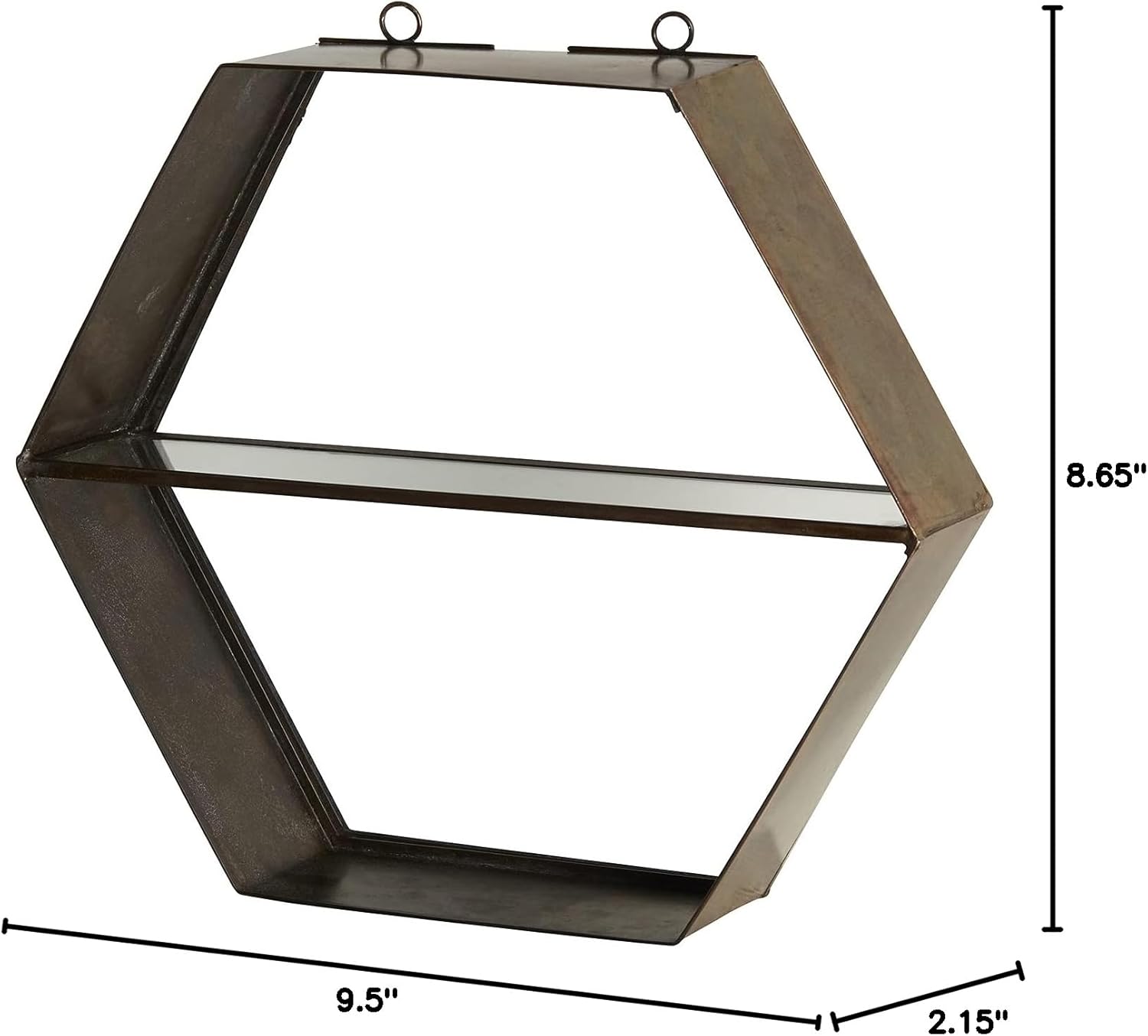 47th & Main Honeycomb Hexagon Floating Wall Shelf, 9.5 x 8.65-Inch, Rustic