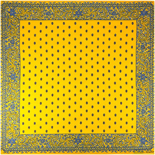 Foulard coton jaune motif lavandin idéal pour vos pique-niques d'été