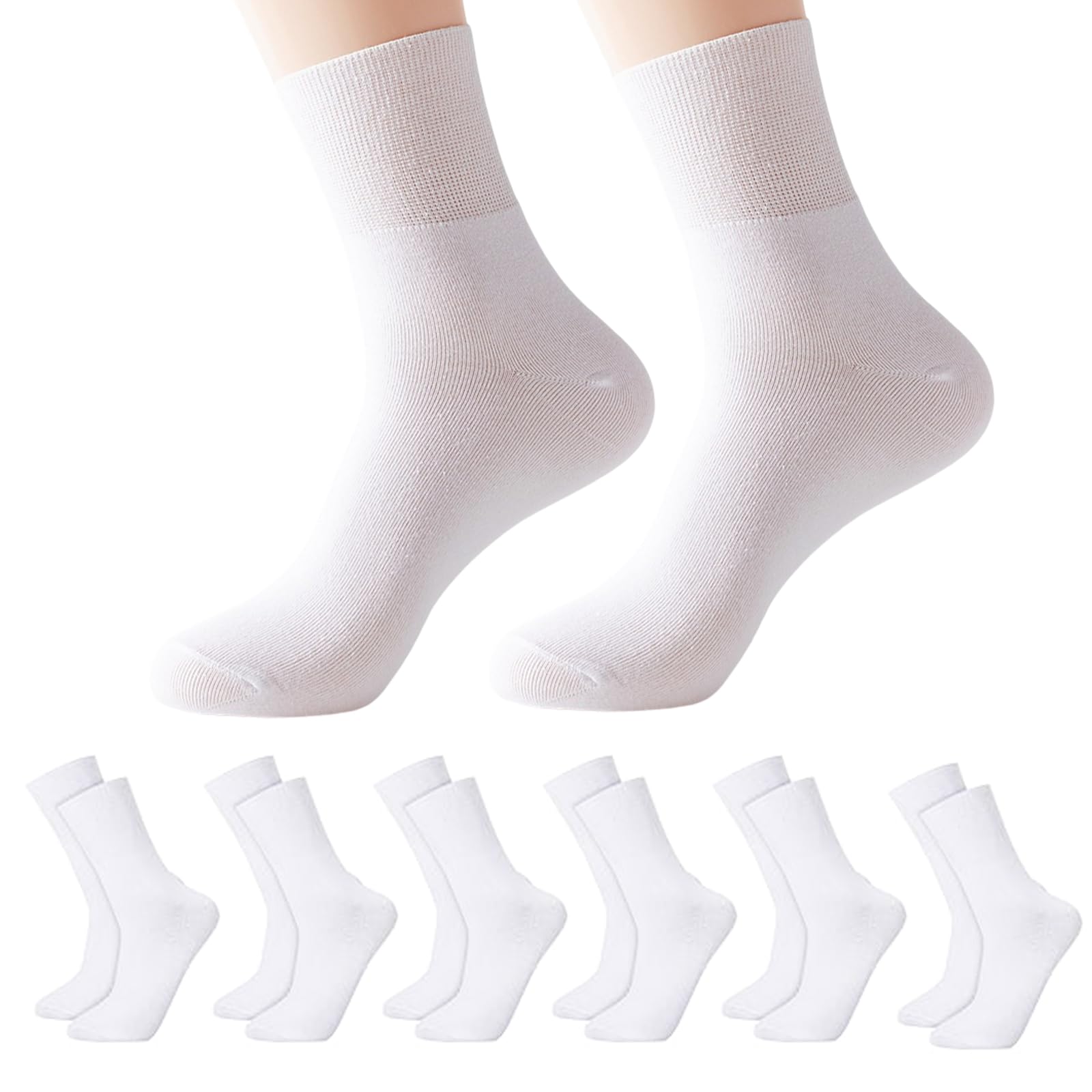 Ninnyi6 Pairs Cotton Stretchy Extra Wide Ankle Socks Women, Seamless Soft Cozy Socks for Men Womens