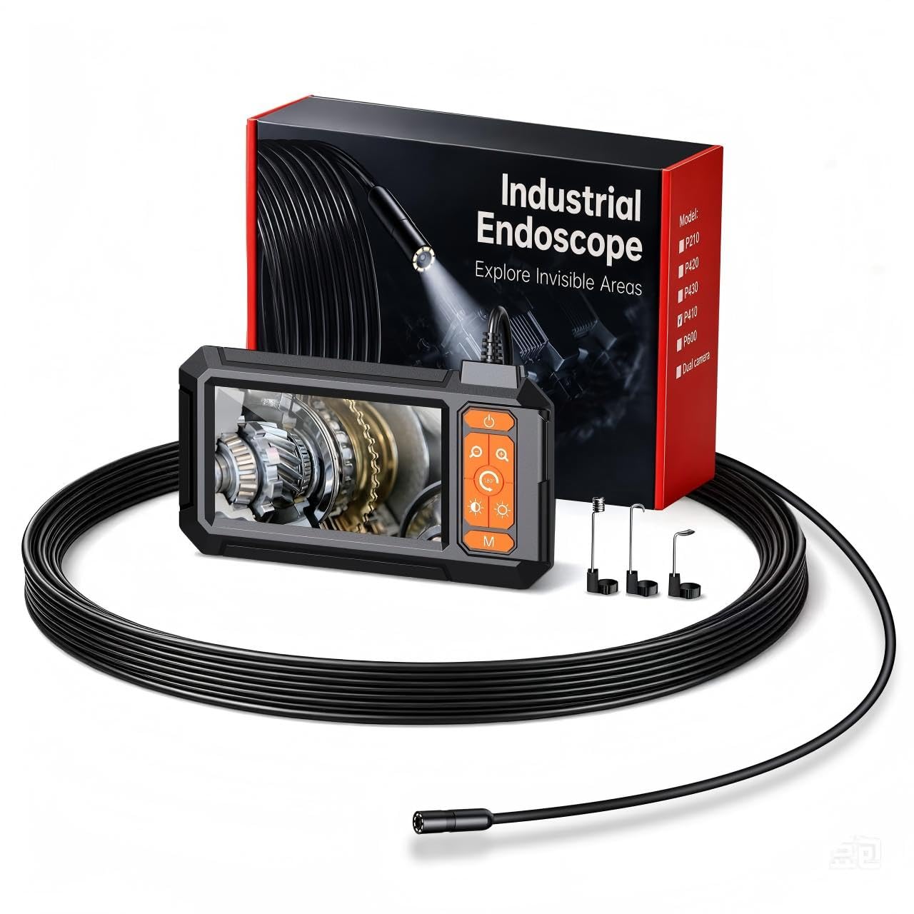 32.8-Foot Flexible Cable Endoscope Camera with Light Source, Snake Camera, Industrial Endoscope Tool, Suitable for Automotive and Mechanical Repairs, as Well as Sewer Cleaning and Inspection