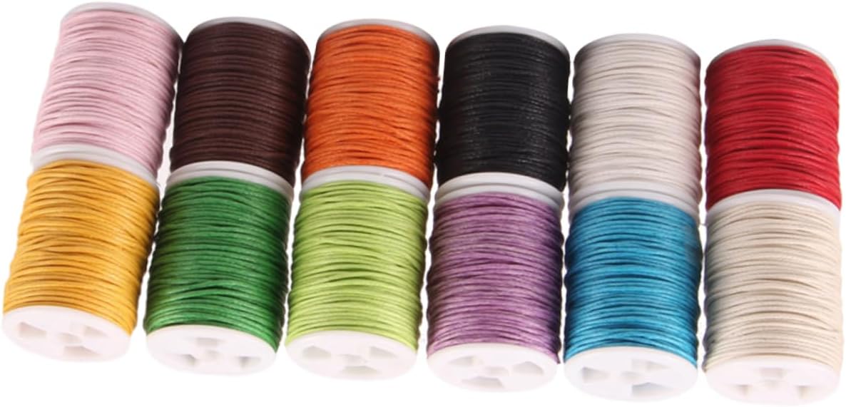 STOBOK 24pcs DIY Waxed Cotton Craft Rope Macrame Yarn Knitting String for Bracelets and Decor