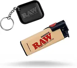 RAW Isqueiro Phoenix Classic - Recarregável Com Atiçador Embutido, Resistente Ao Vento, Sem Gás Ou Combustível Incluído + Exclusivo Para Chaveiro Esd Mini Bandeja Giratória Preta
