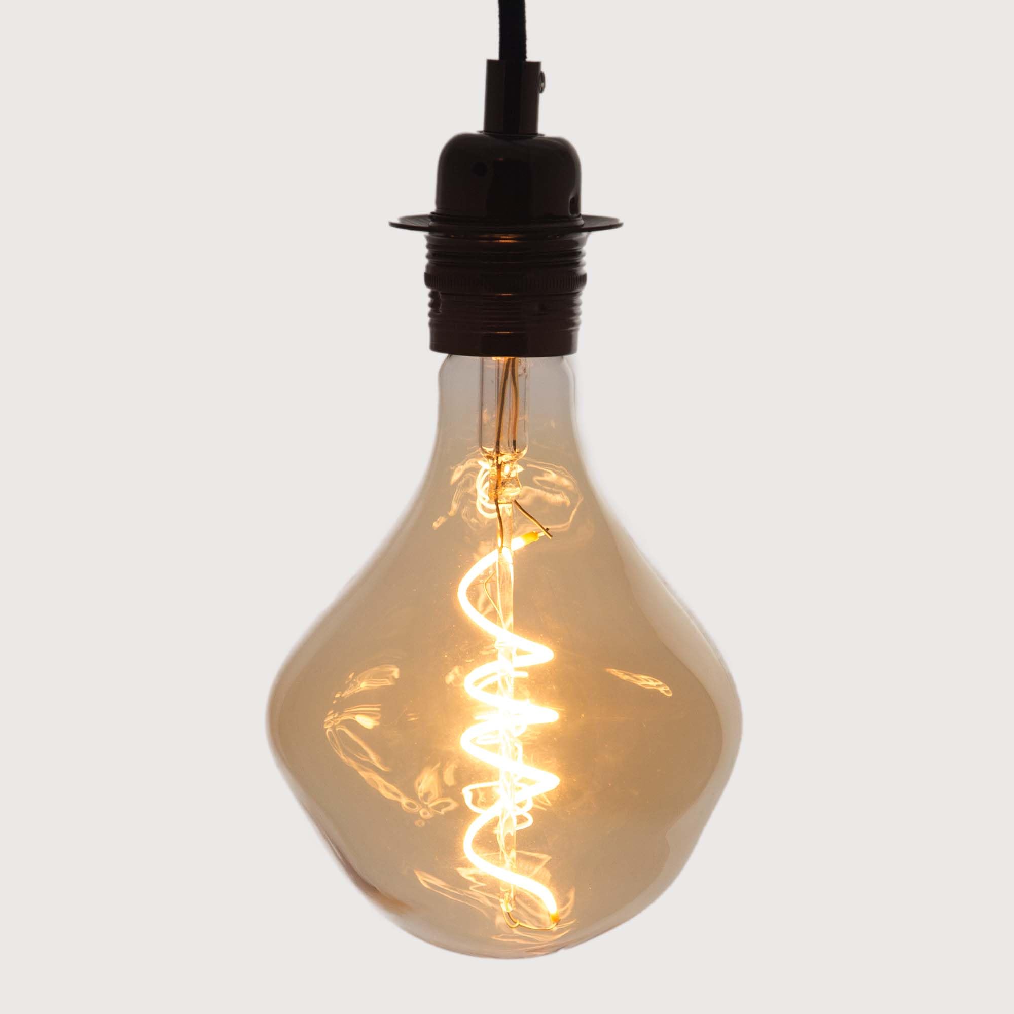 William & Watson Lampadina LED E27 dimmerabile Edison a filamento, stile retrò, con vetro fumé a forma di scultura, 4 W (equivalente a 40 W), ambra, (Melt125AMB4W)