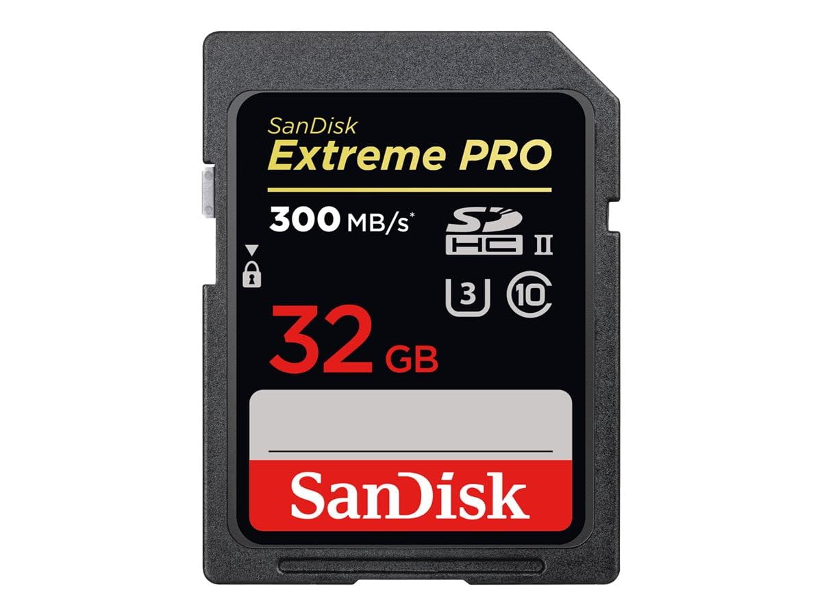 Sandisk 32GB Extreme Pro Sdhc Memory Card Up To 300Mb/S, Uhs Ii, Class 10, U3, V90, Black, Sdsdxdk 032G Gn4In