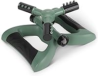 Amazon Basics Rotating Lawn Sprinkler - 1500 Sq Ft Coverage, Adjustable Arms, Durable Black Design for Yard & Garden