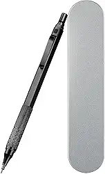 Lapiseira de 0,5 mm com alça de metal, inclui refis de grafite de 12 HB (60 mm) lápis de precisão para escola, escritório, desenho, esboço, antiderrapante (preto)