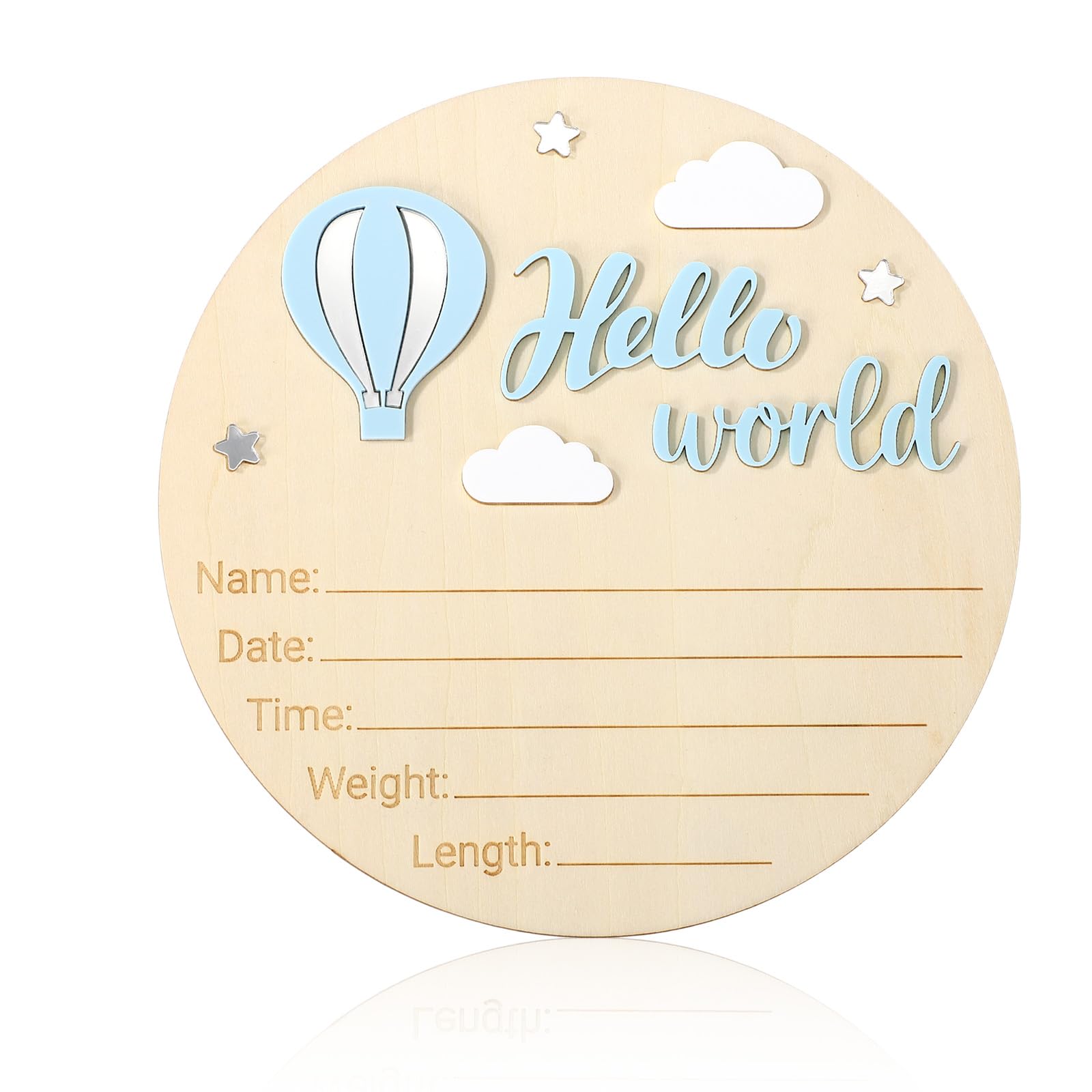 Panneau Bienvenue Bébé Bois, Panneau Hello World pour Garçons Filles Plaque Bébé Bienvenue pour Chambre d'Hôpital Décoration d'Intérieur Cadeaux Accessoires Photo