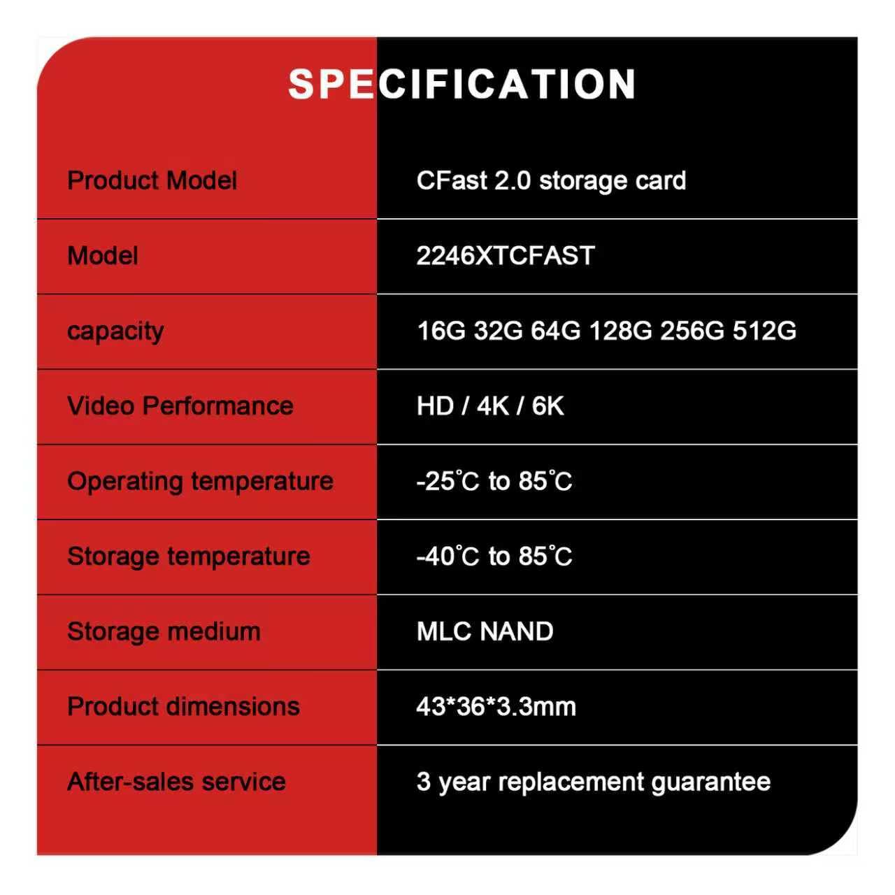 CFast 2.0 Speicherkarte 256 GB up to 525MB/s Readhohe Geschwindigkeit für 4K-Video und HD-Aufnahme kompatibel mit professionellen Kameras