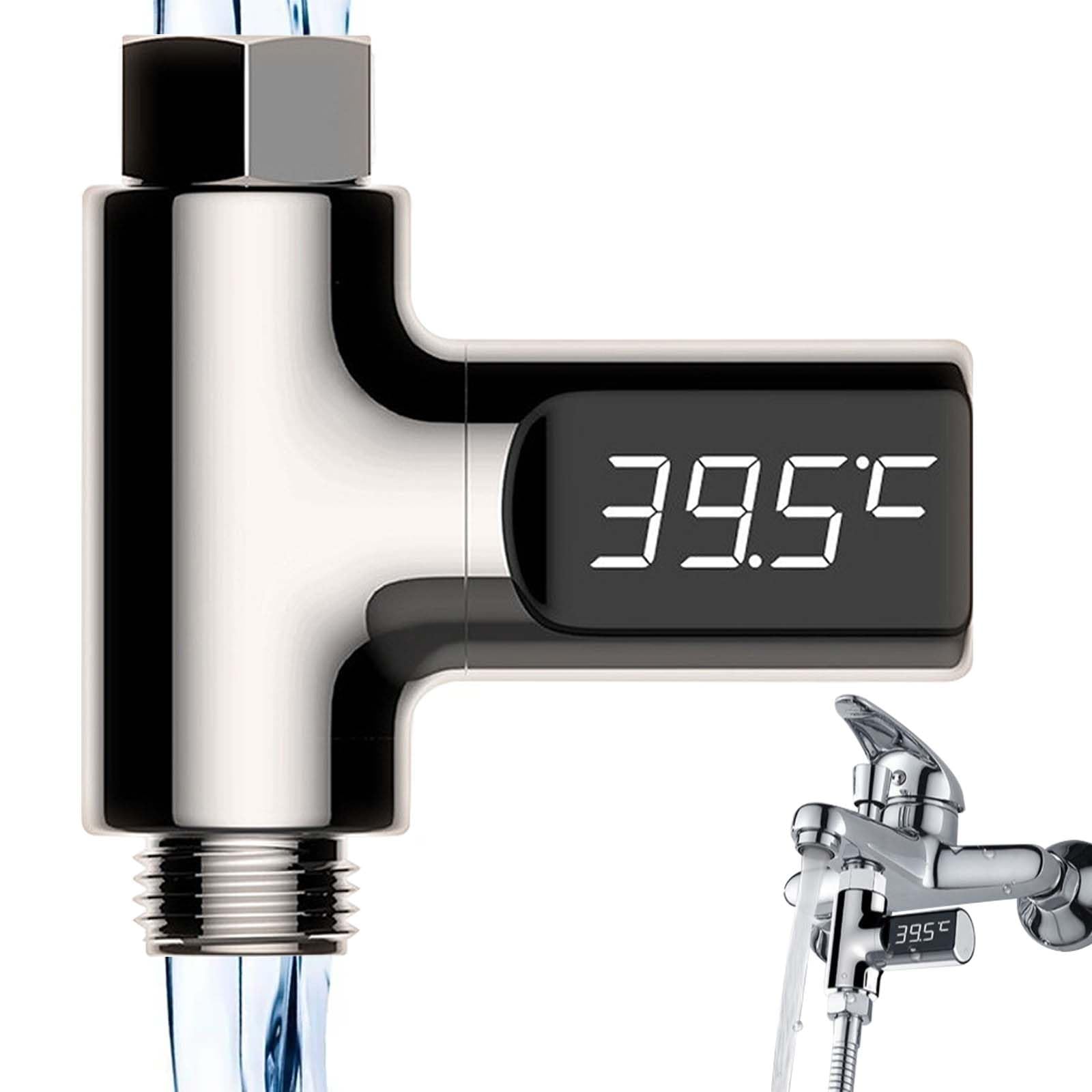 Thermomètre de bain numérique, 5 à 85 °C, écran rotatif à 360 °, débit d'eau en temps réel, pour la température de l'eau, pour cuisine principale, salle de bain, thermomètre de douche
