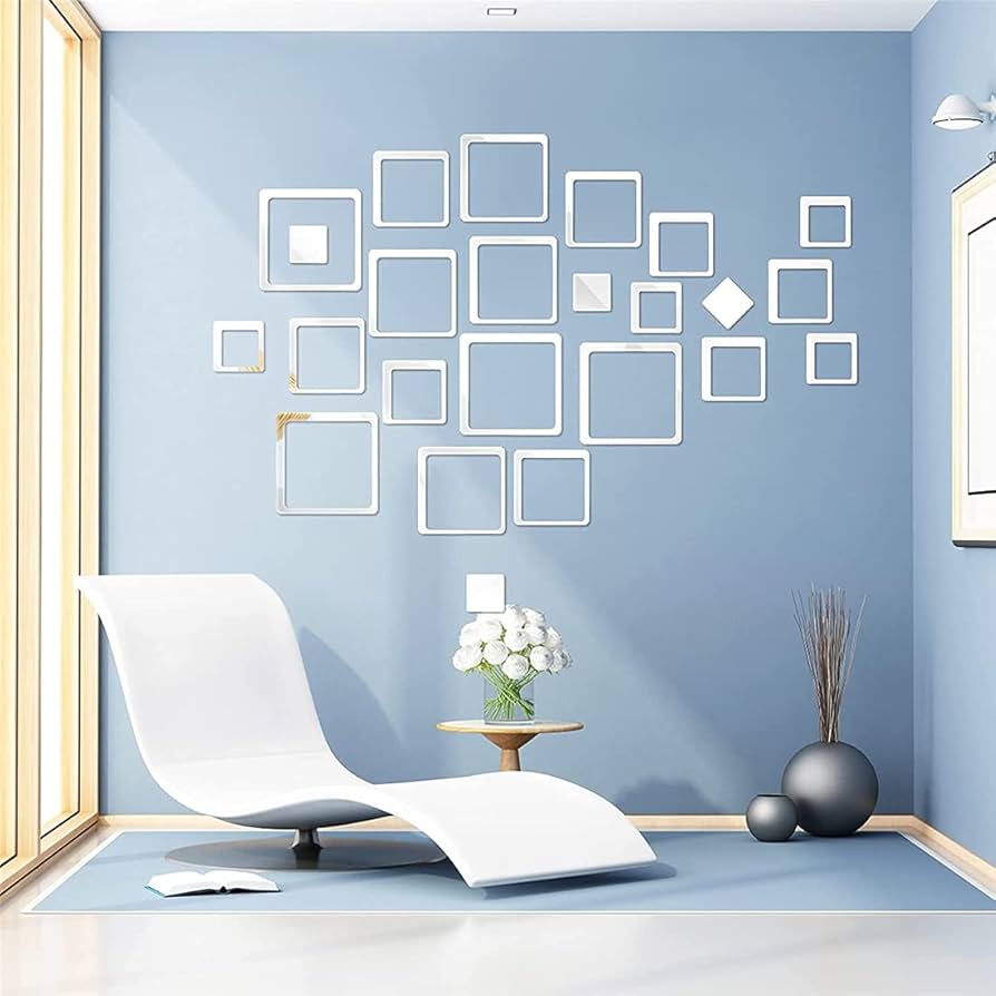 MCLEULLA Mirror Wall Stickers, 12PCS Hexagon Mirror Art DIY Home Decorative Hexagonal Acrylic Wall Sheet Plastic Tiles Home Living Room Bedroom Sofa TV Background Wall Decal Decoration (Silver) Price In Saudi Arabia