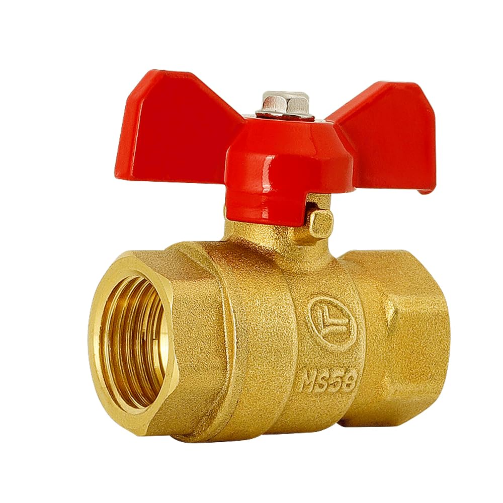 1/4" 3/8" 1/2" 3/4" wtyczka na gniazdo mosiężny zawór kulowy odcinający gaz paliwowy z czerwono-niebieskim uchwytem motylkowym przełącznik podgrzewacza wody (DN20 F-M niebieski)