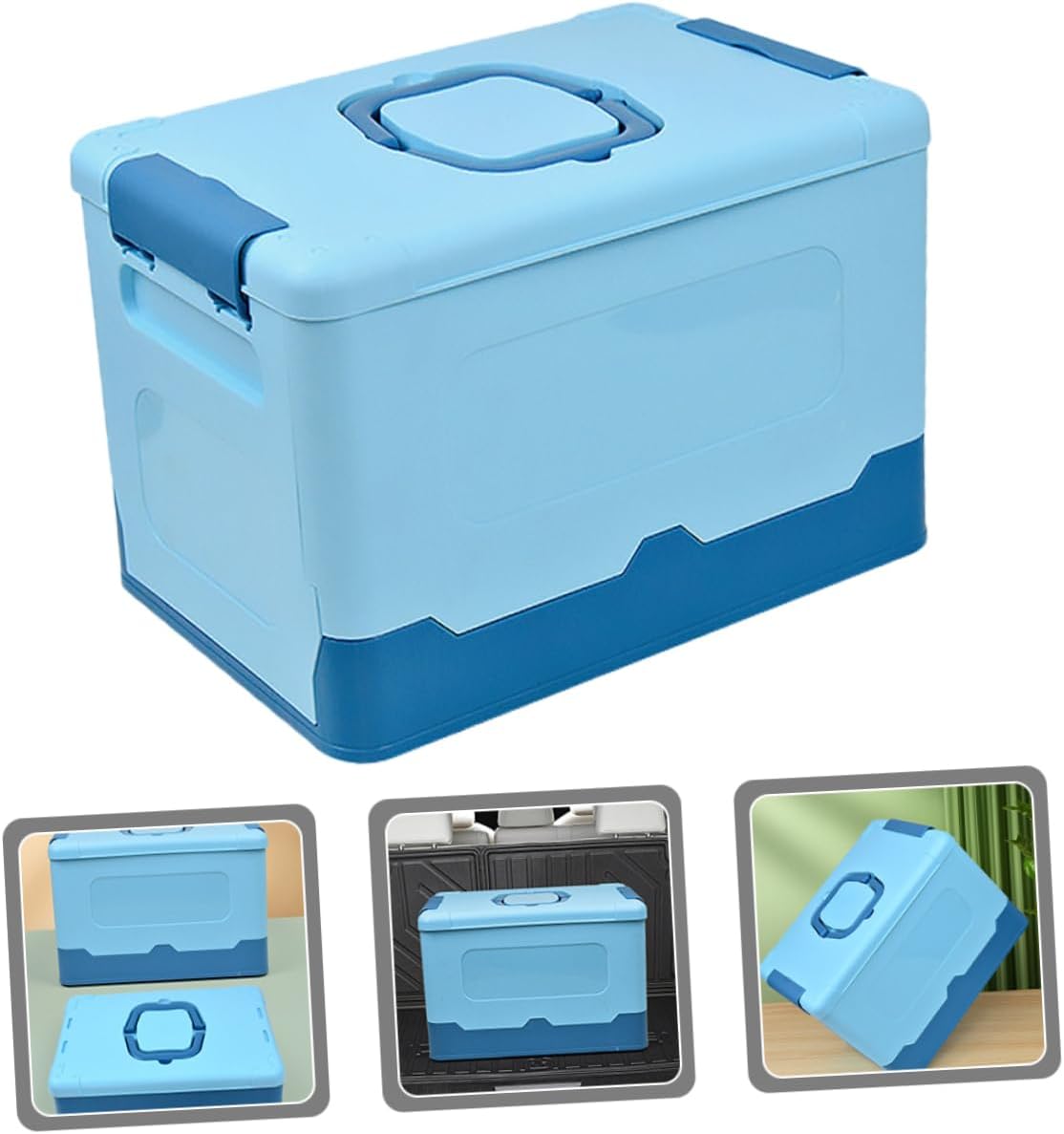 Portable Plastic Storage Box Organizer Foldable with Handle Large Capacity