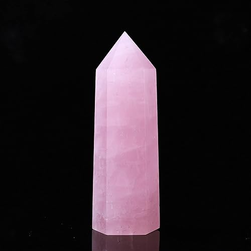 Miniatura 8 de Runyangshi Varita grande de cristal curativo natural de cuarzo rosa de 4.72 a 5 pulgadas, torre de cristales de 6 facetas de un solo punto, piedras