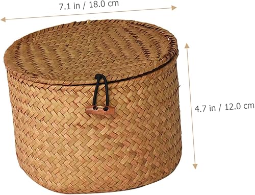 Miniatura 6 de NOLITOY Caja de almacenamiento de 3 piezas con tapa, estante redondo, bandeja para verduras con tapa, decoración de mano, cestas de almacenamiento