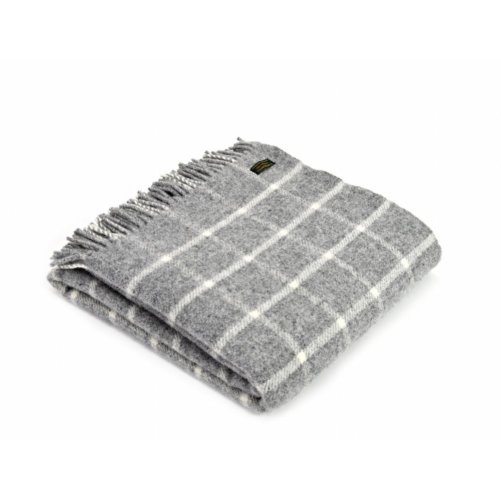 Tweedmill Grey Pure New Wool Chequered Check Throw