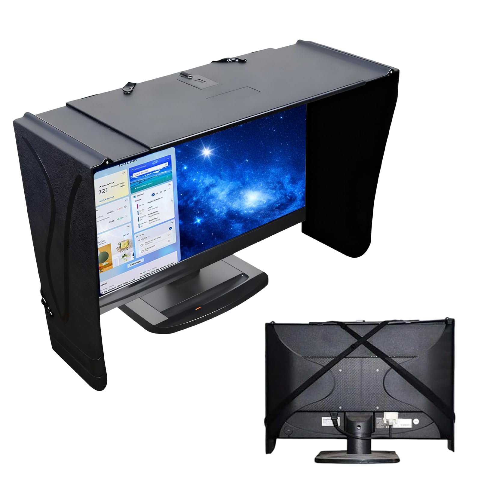 Bildschirm-Sonnenblende,Verstellbare Faltbar Monitorhaube, 41-71cm Verstellbar Bildschirm-Sonnenblende, Laptop Zelt Für 17-27 Zoll Monitor AußEnrahmen Streulichtschutz Und Anti Peeping