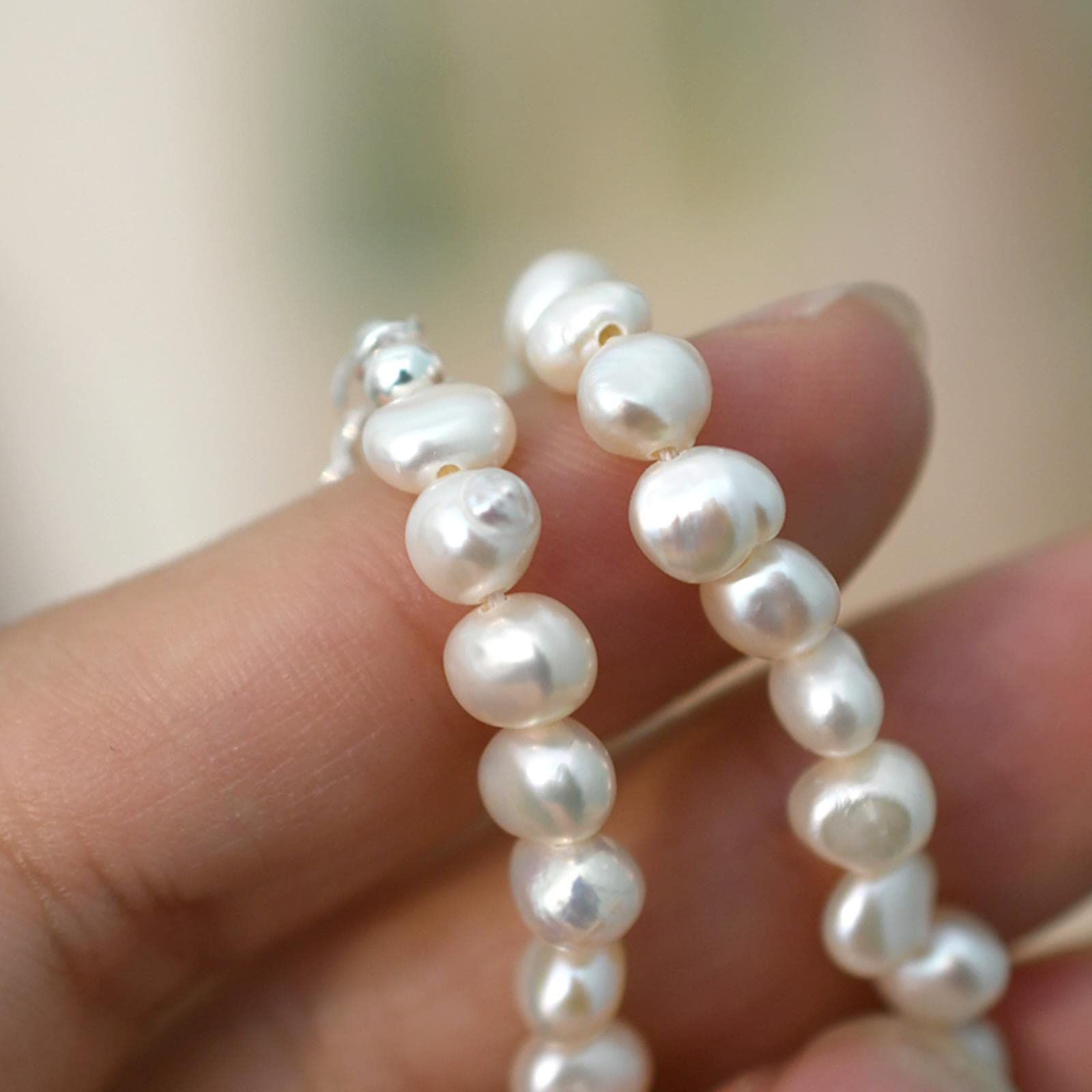 SALAN Gargantilla De Perlas Barrocas Naturales De 4-5mm, Collar De Plata De Ley 925, Joyería De Moda para Mujer