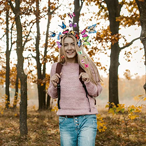 TIANNAIT Colourful Butterfly Headband - 5 Butterfly Clips, Fairy Crown for Halloween, Multicoloured, M - Image 4