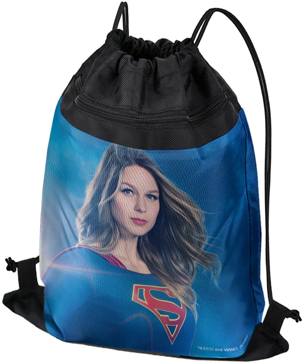 LOGOVISIONSupergirl TV Series Supergirl Character Drawstring Backpack Sports Bag Sackpack 17" x 13", Perfect for Gym, Yoga or Practice