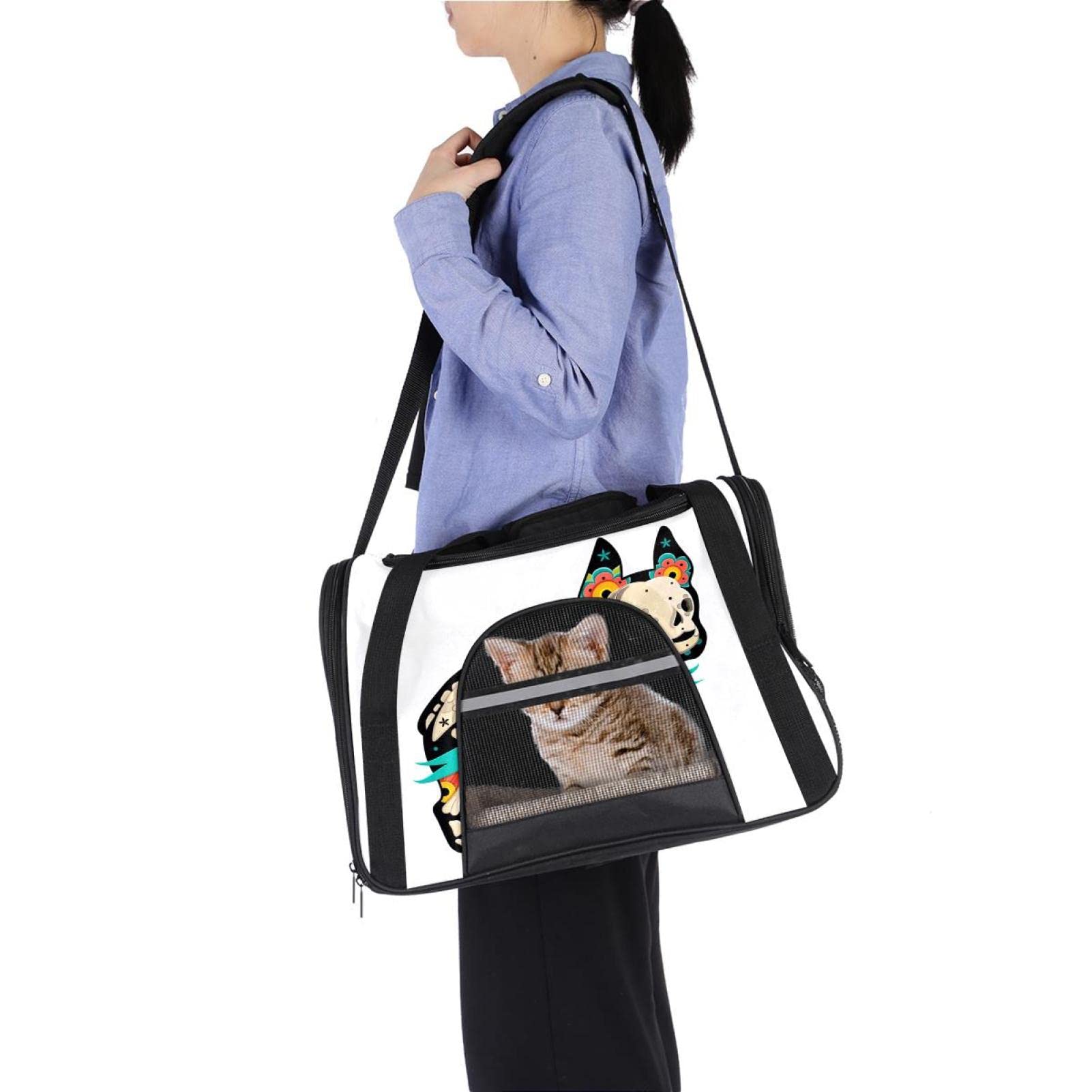 Marsupio da viaggio per gatti con bulldog francese, morbido, per cani, cuccioli, comodi, portatile, pieghevole, per compagnia aerea approvata