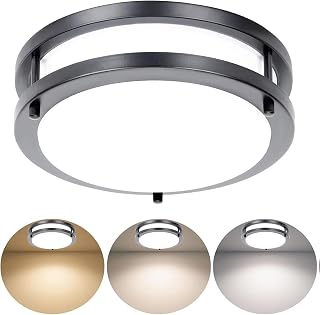 Drosbey 27W Dimmable LED Flush Mount Ceiling Light Fixture, Kitchen Light Fixtures, 12 inch Ceiling Lights for Bedroom, Bathroom, 3000K/4000K/5000K Selectable, Super Bright 2700LM