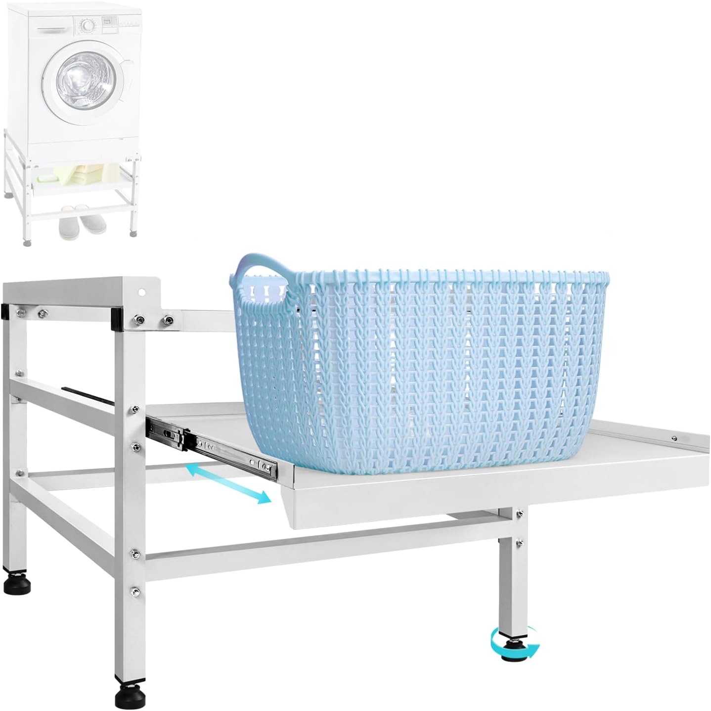 vanerepok Washer and Dryer Pedestals, 24" Wide, 24" Height Washing Machine Stand with Storage Shelf, Universal Fit Heavy Duty Laundry Pedestal, 700lbs Capacity