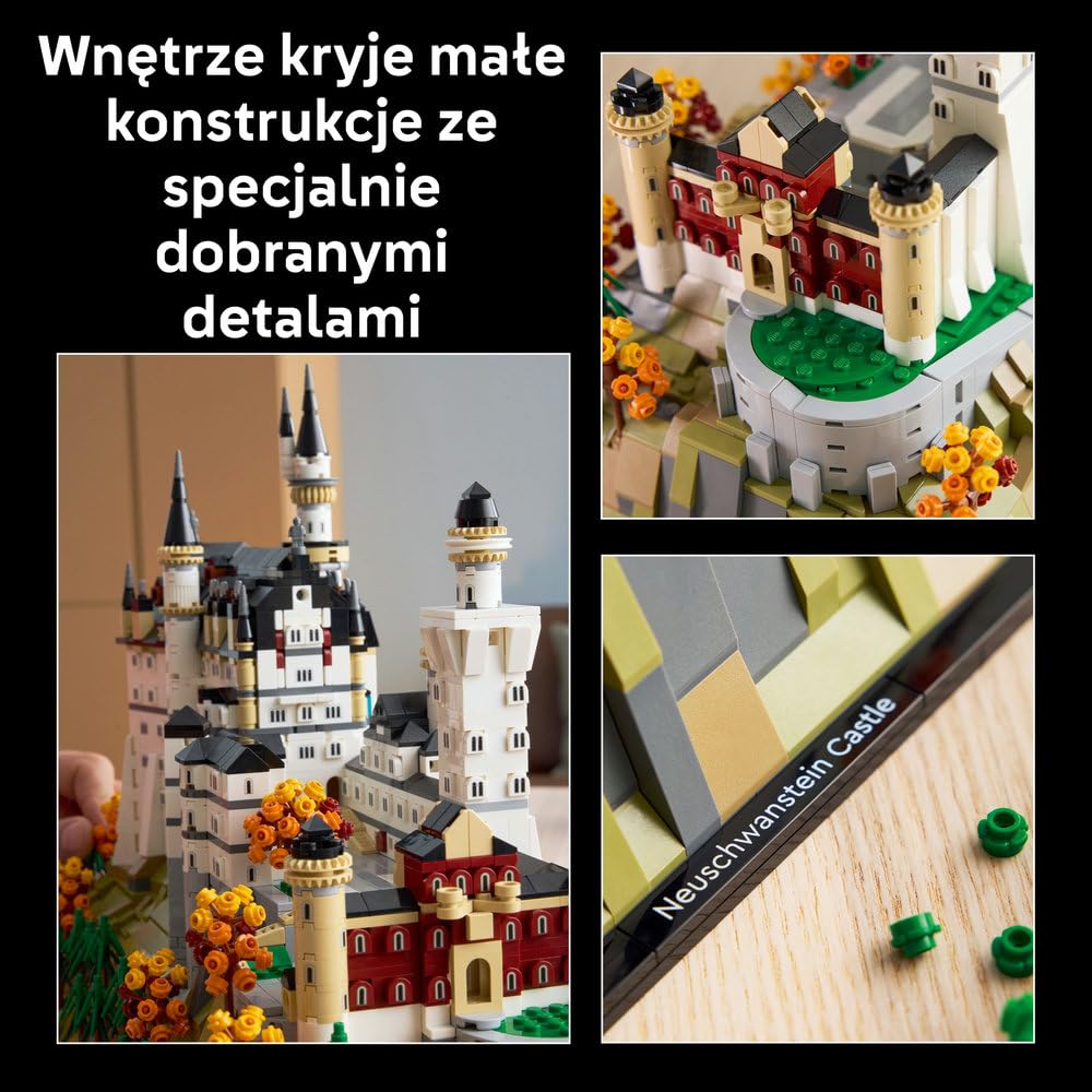 LEGO Architecture Zamek Neuschwanstein 21063 | Model architektoniczny, dekoracja do domu, prezent dla fana architektury, duży zestaw klocków konstrukcyjnych, 3455 elementów